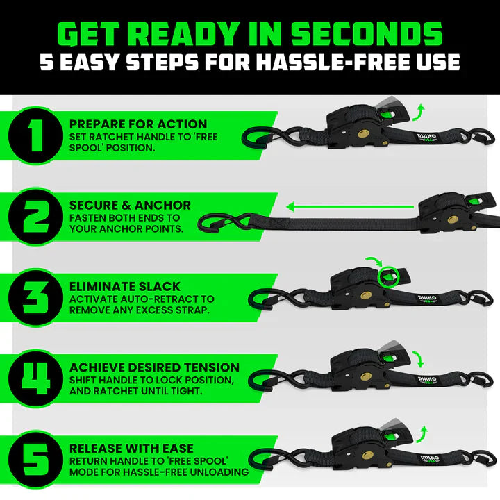 Retractable Ratchet Straps