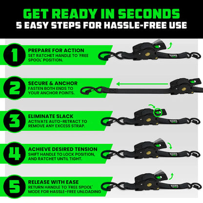 Retractable Ratchet Straps